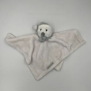 Blankets & Beyond White Penguin Gray Scarf Hat Security Blanket/Lovey White Gray